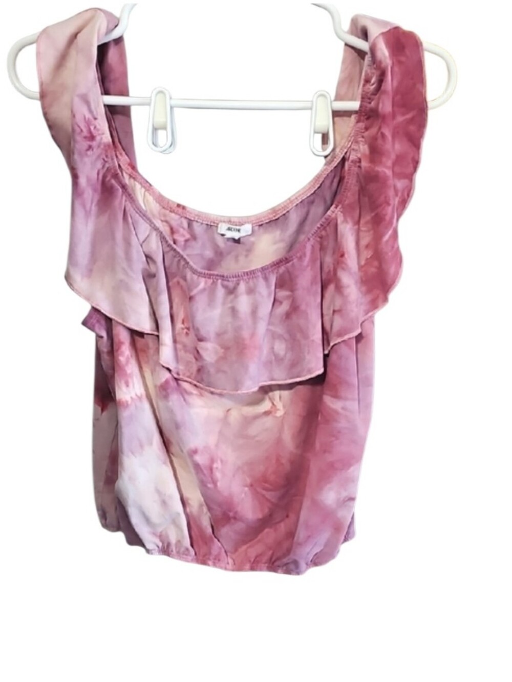 177 Ardene Pink Tie-Dye Ruffled Blouse